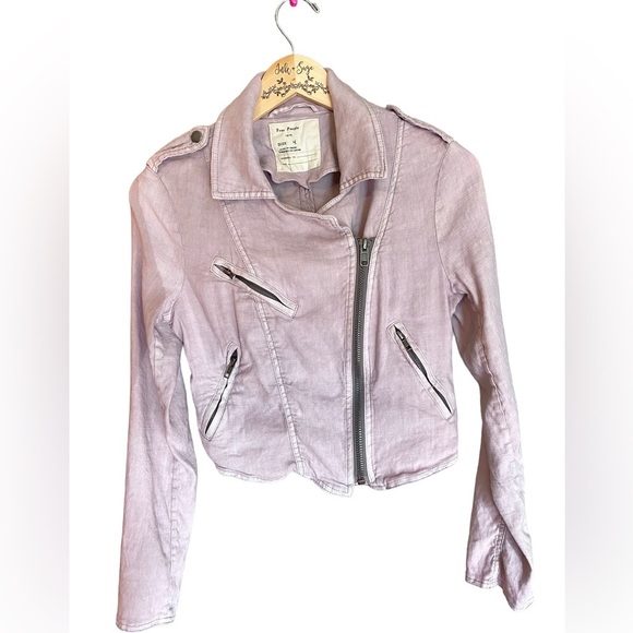 Free People Jackets & Blazers - 1970s Free People Pink/Mauve Cropped Jacket